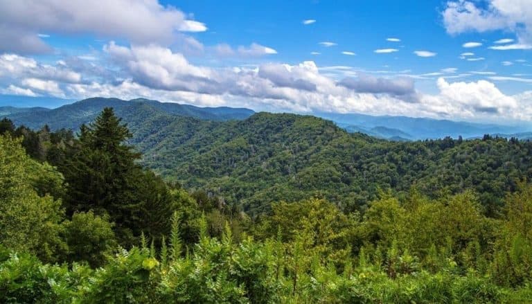 Scenic photo of the Smoky Mountains during the spring in Gatlinburg.