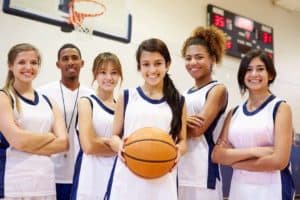 female basketball team competing at Rocky Top Sports World