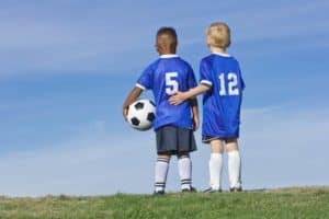 two kids playing soccer at Gatlinburg Sports Complex