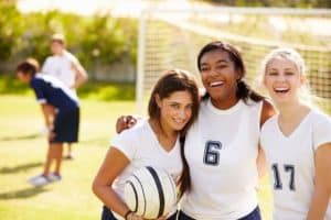 Young women on a Smoky Mountain soccer team.