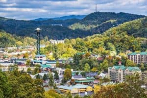 The skyline of the city of Gatlinburg.