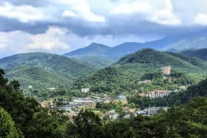 The city of Gatlinburg on a spring day.