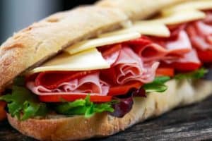 A tasty Italian sub sandwich.