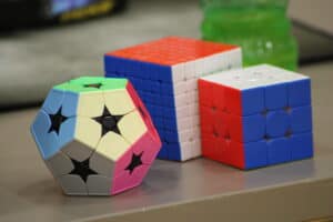 colorful Rubik's cubes of different sizes 