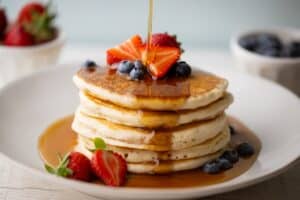 pancakes and berries